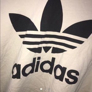 Cream and Black Logo Adidas Top